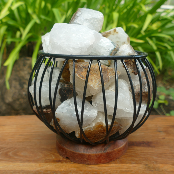 Rock Crystal Basket Lamp – Natural Stone Ambient Lamp