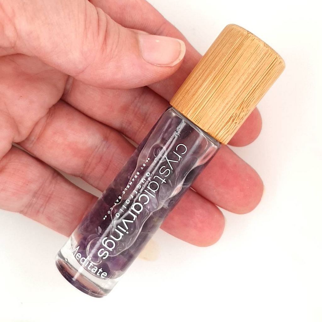amethyst crystal roller with essential oils