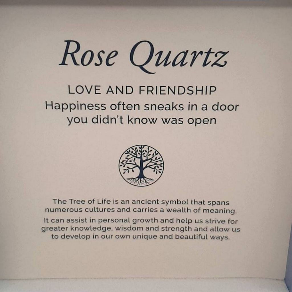 rose quartz duo bracelet set with tree of life charm