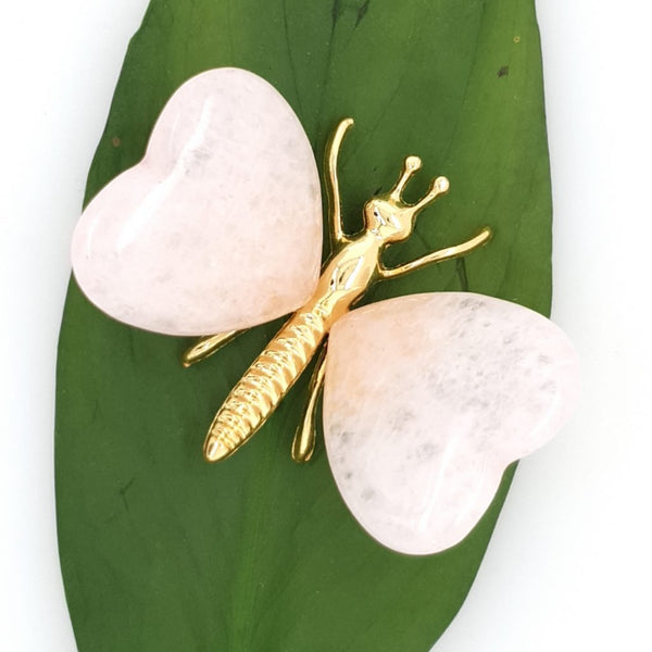 Heart-Shaped Rose Quartz Crystal Butterfly – A Symbol of Love & Transformation