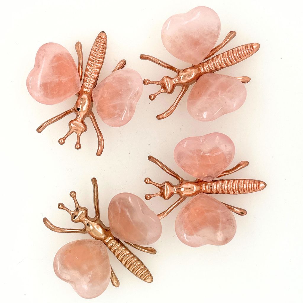 Heart-Shaped Rose Quartz Crystal Butterfly – A Symbol of Love