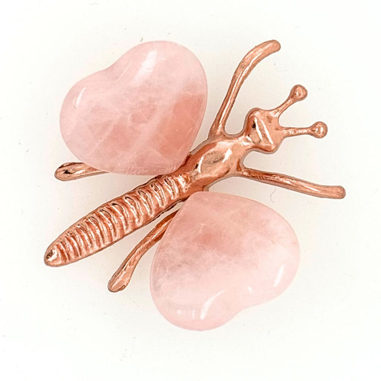 Heart-Shaped Rose Quartz Crystal Butterfly – A Symbol of Love