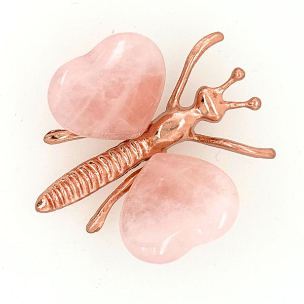 Heart-Shaped Rose Quartz Crystal Butterfly – A Symbol of Love & Transformation