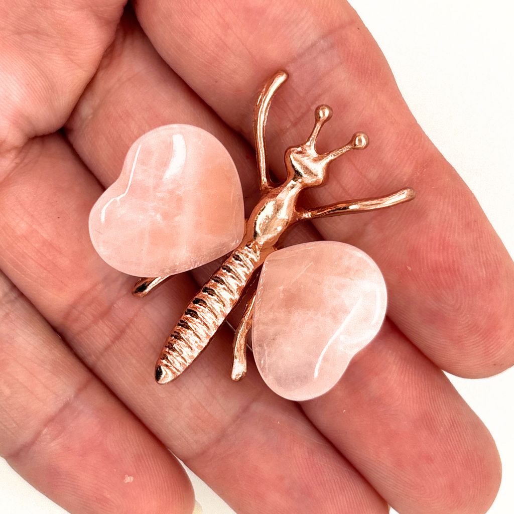 Heart-Shaped Rose Quartz Crystal Butterfly – A Symbol of Love
