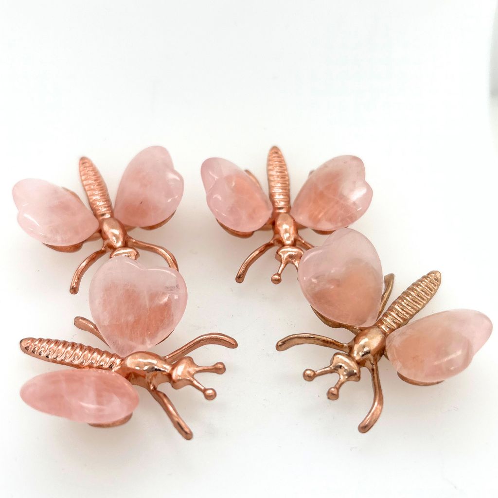Heart-Shaped Rose Quartz Crystal Butterfly – A Symbol of Love