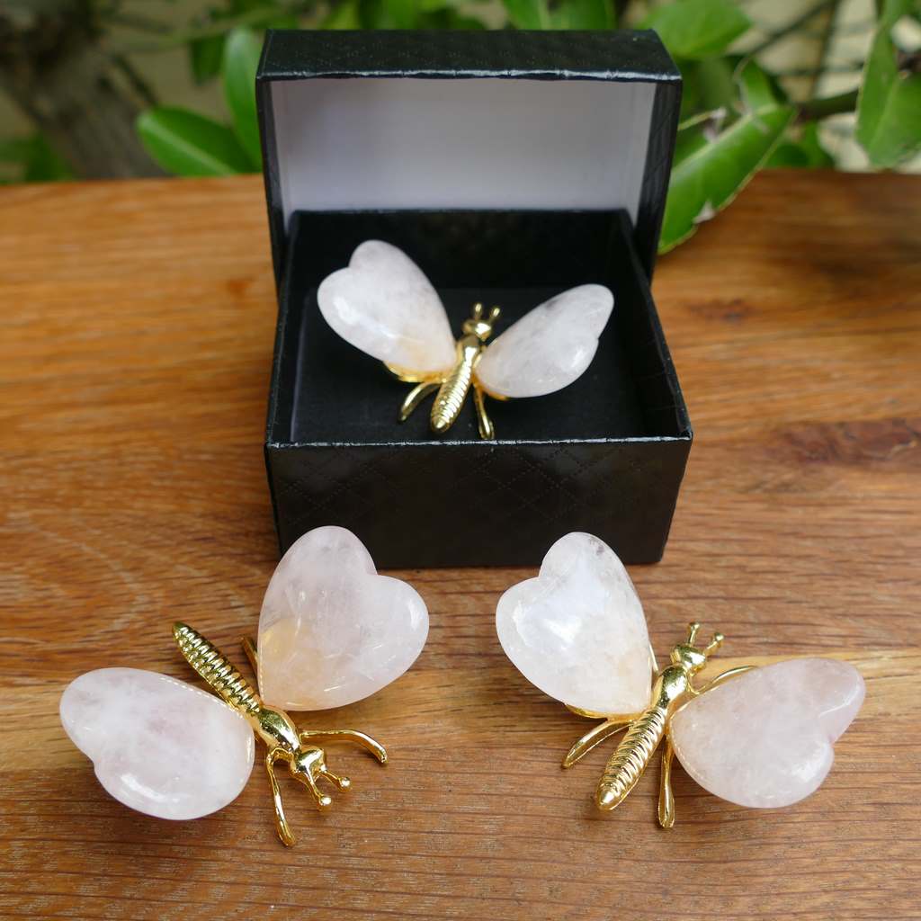 rose quartz heart butterfly