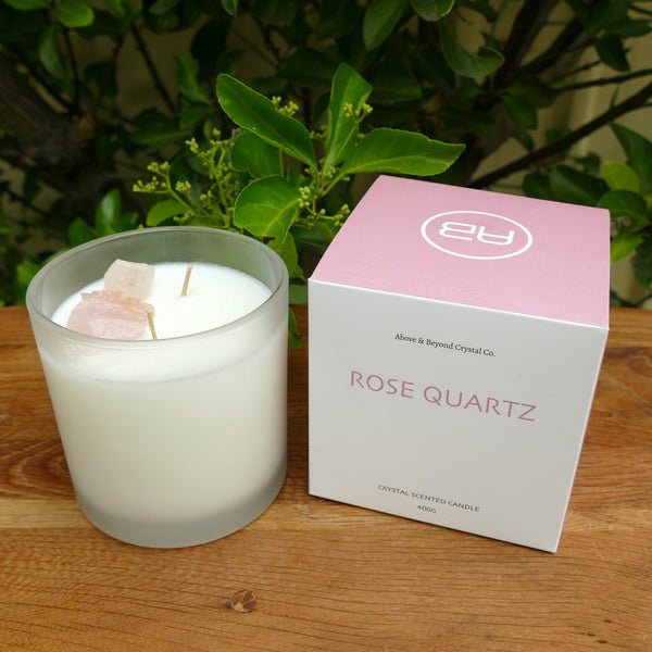 Rose Quartz Crystal Candles with Coconut & Lime