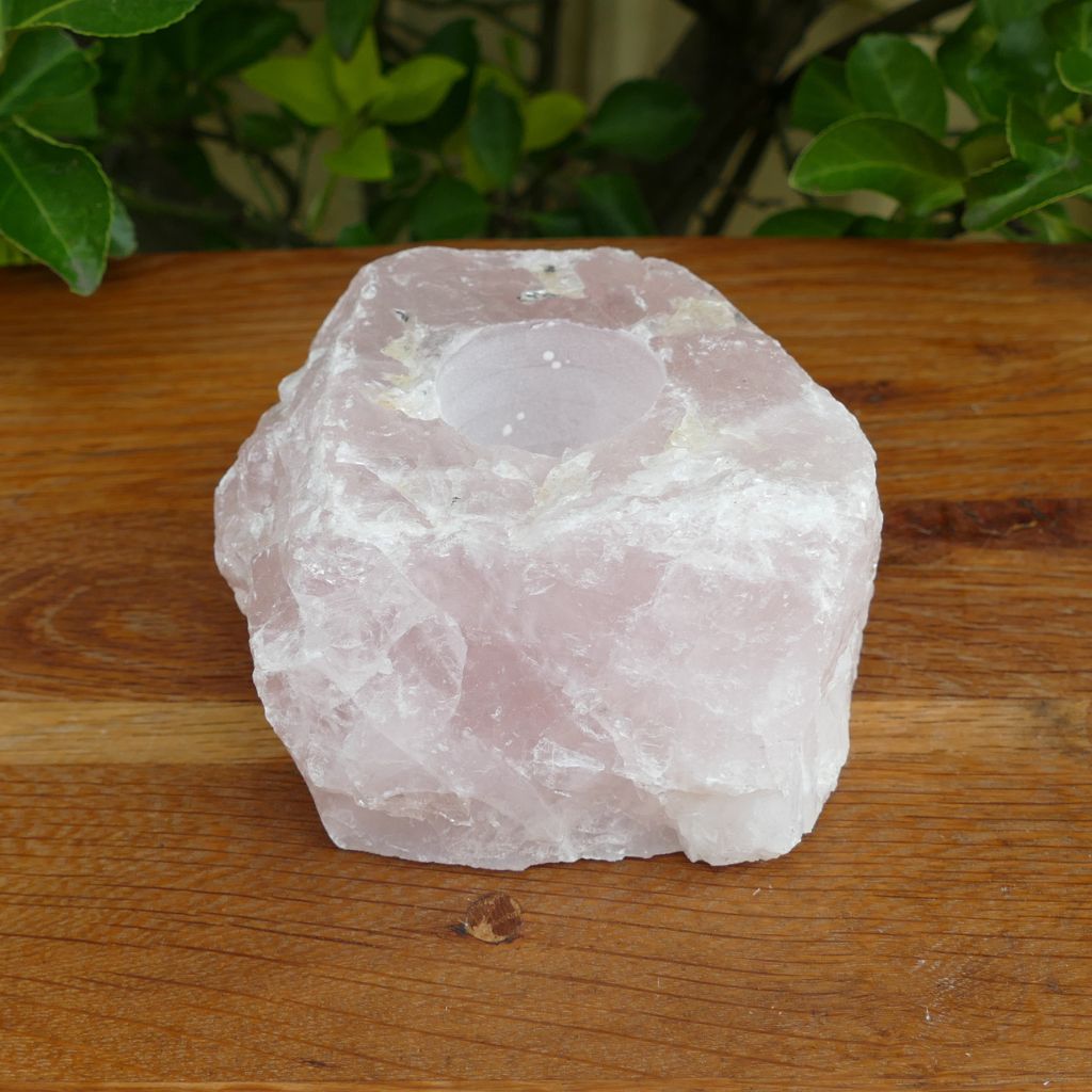 rose quartz candle holder