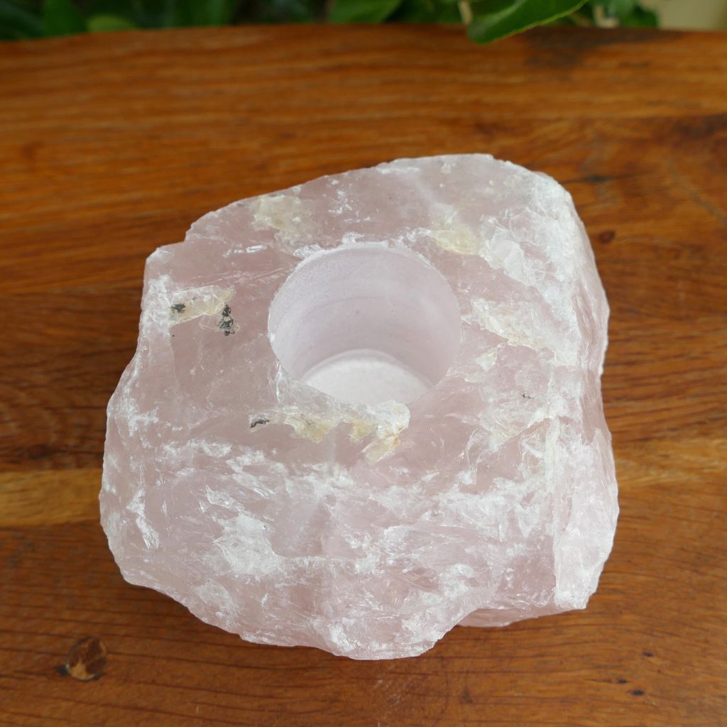 rose quartz candle holder