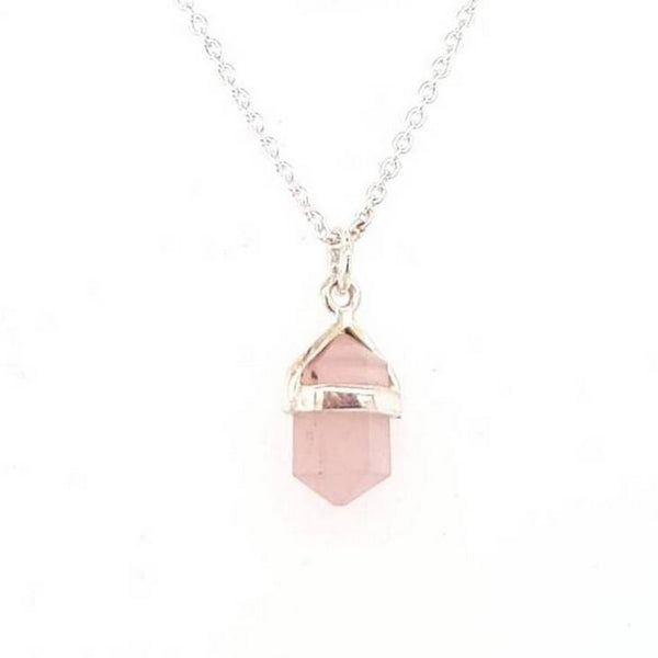 Rose Quartz Point Pendant Jewellery Piece in Sterling Silver with Natural Gemstone