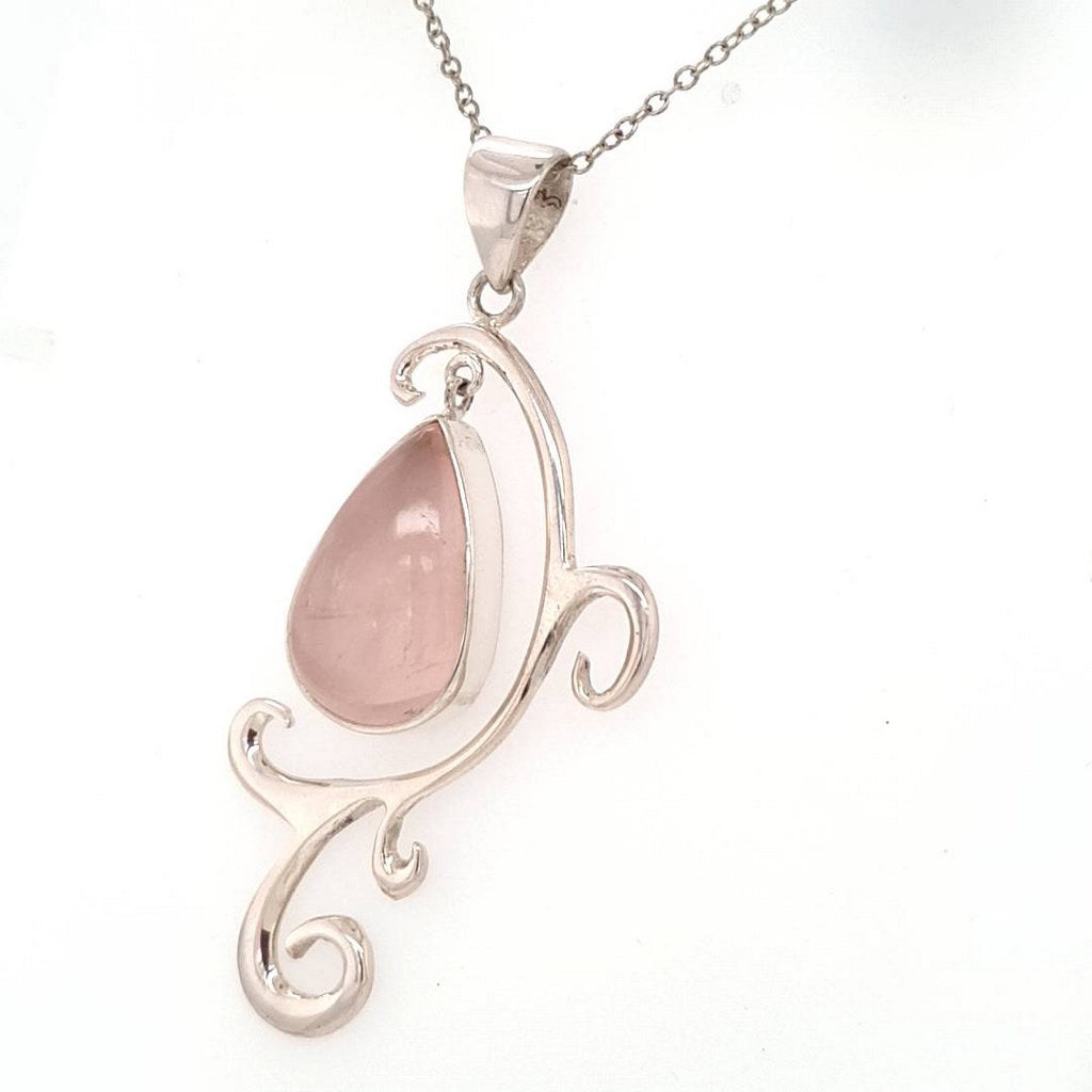 Rose Quartz Teardrop Pendant Jewellery Necklace with Healing Stone