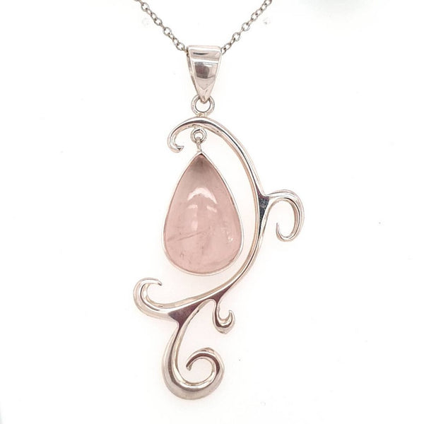 Rose Quartz Teardrop Pendant Jewellery Necklace with Healing Stone
