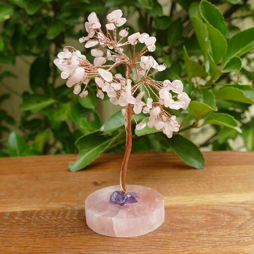 rose quartz gem tree