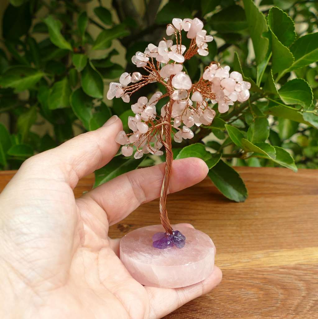 rose quartz gem tree