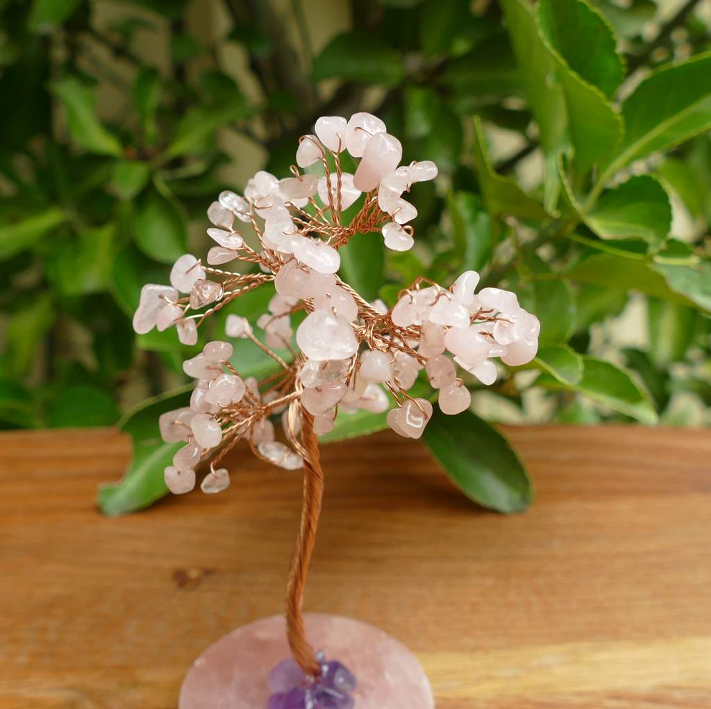 rose quartz gem tree