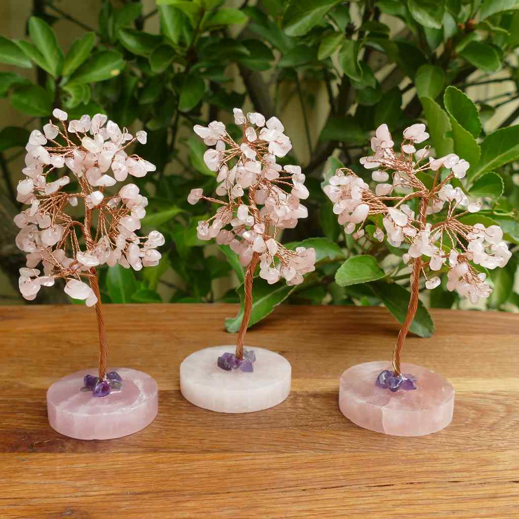 rose quartz gem tree