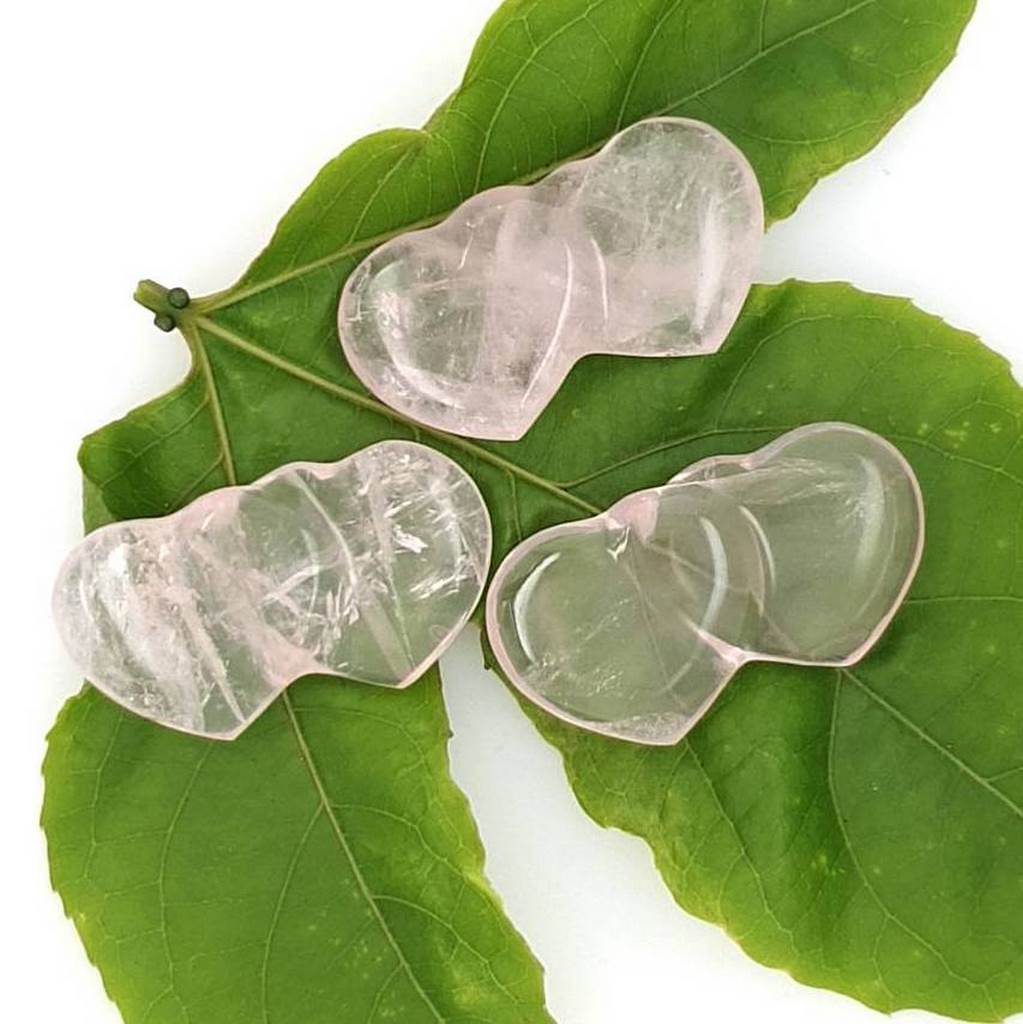 Rose Quartz Double Hearts Polished Natural Rose Quartz Crystal Healing Gemstones
