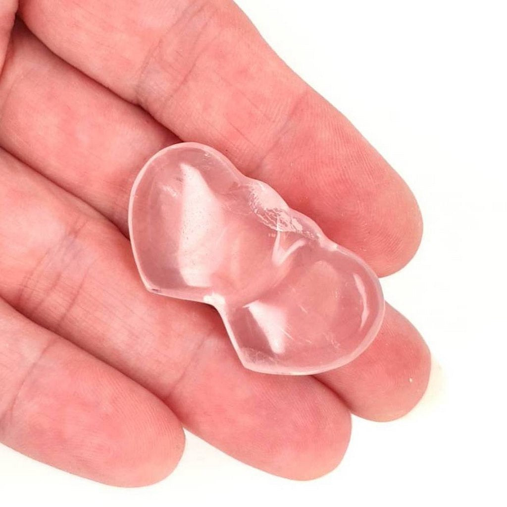 Rose Quartz Double Hearts Polished Natural Rose Quartz Crystal Healing Gemstones