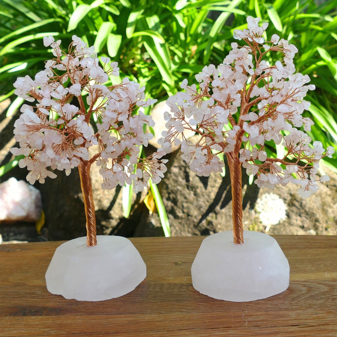 Rose Quartz Crystal Gem Tree on Rose Quartz Base