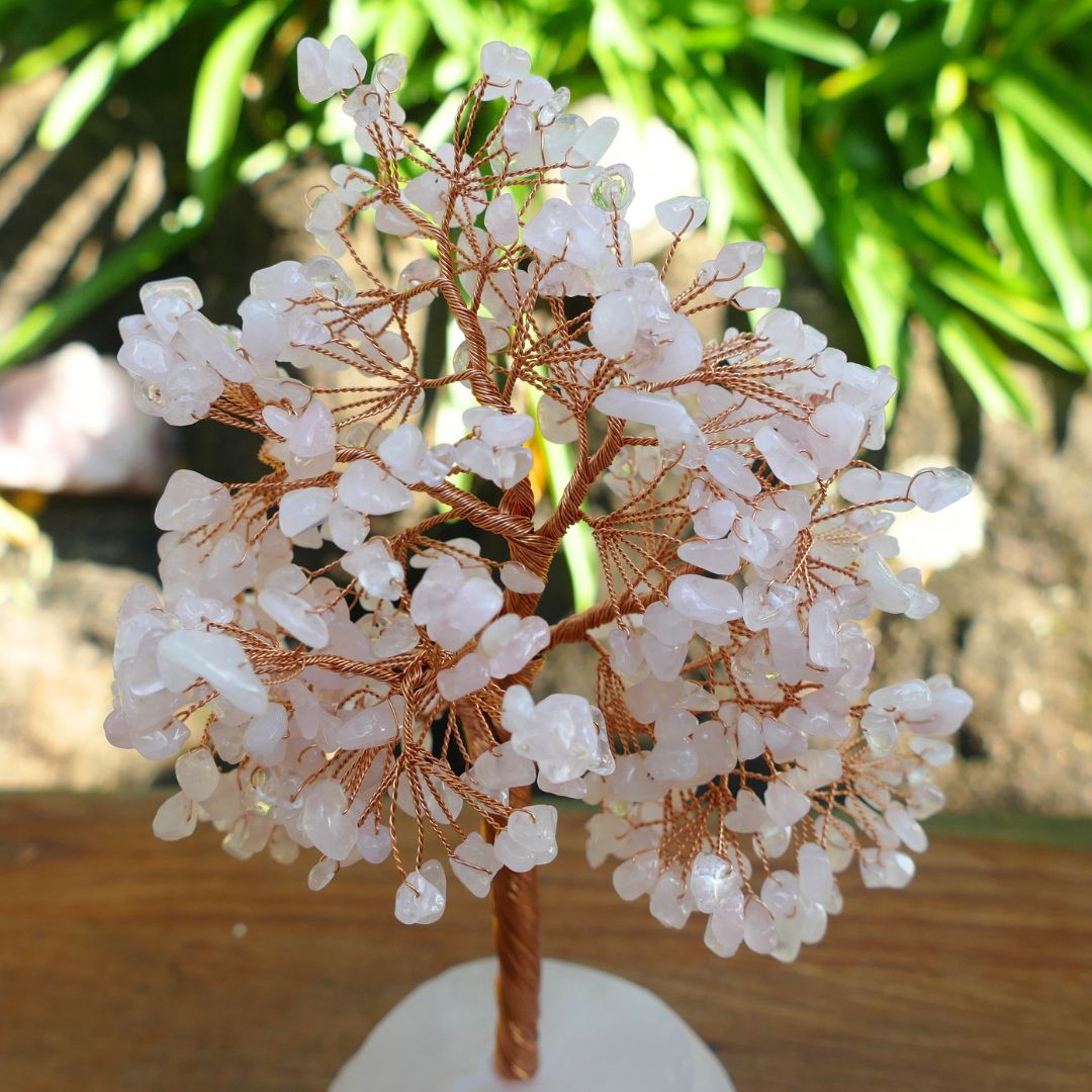 Rose Quartz Crystal Gem Tree on Rose Quartz Base