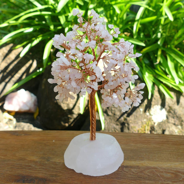 Rose Quartz Crystal Gem Tree on Rose Quartz Base – 22cm