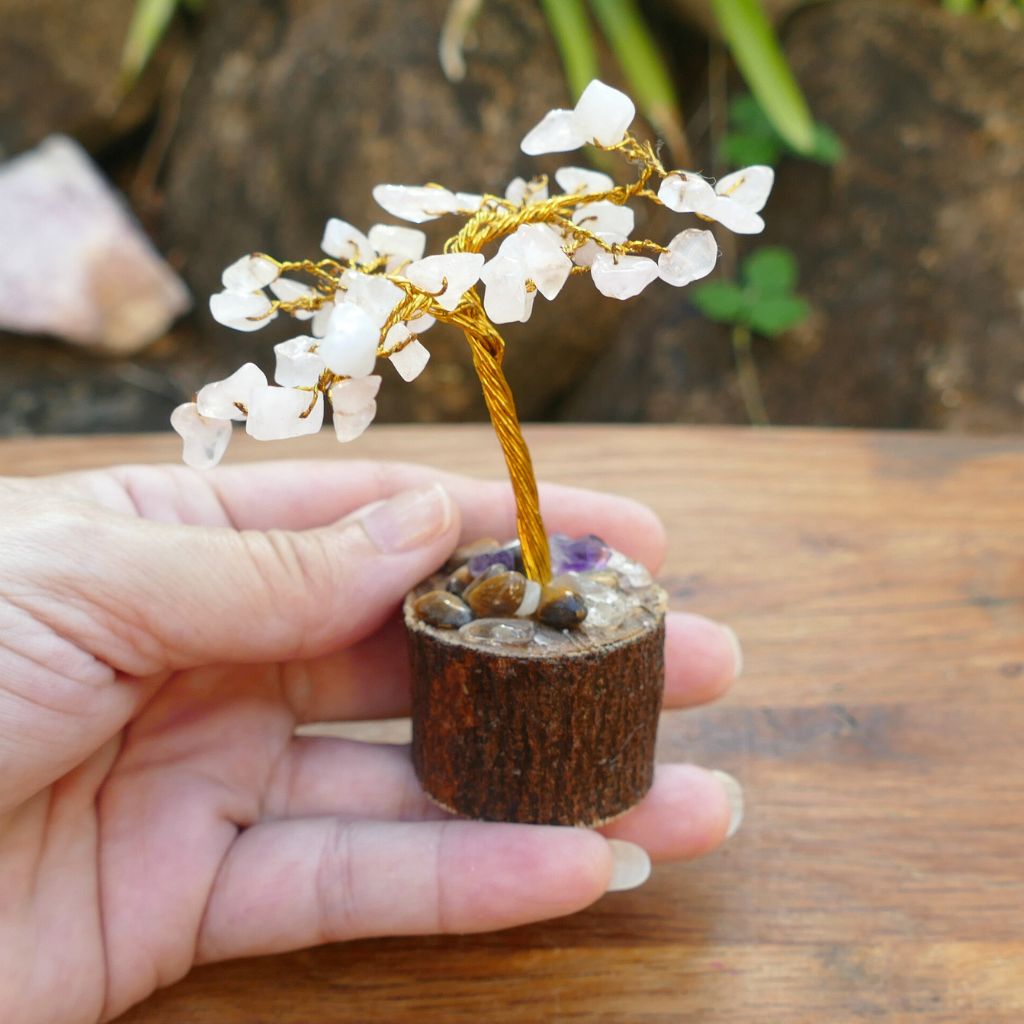 rose quartz gem tree