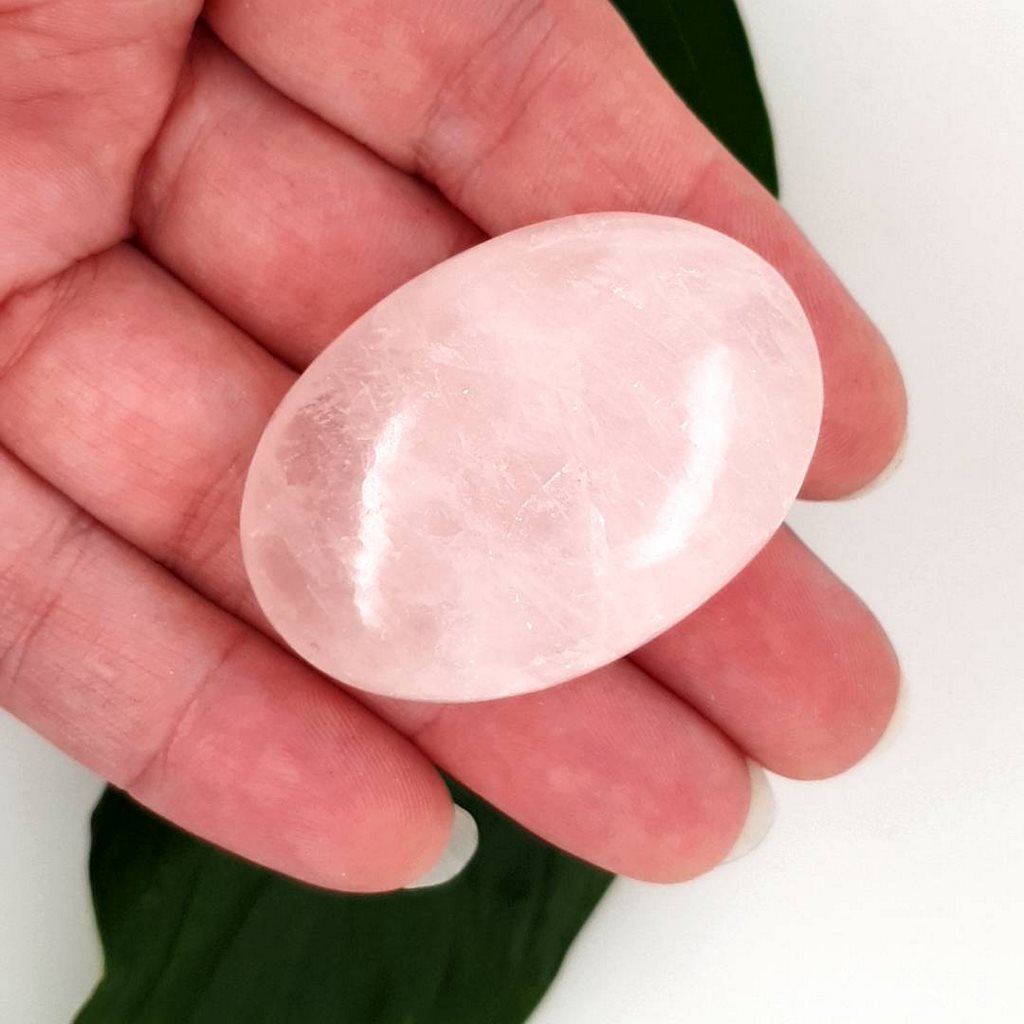 Rose Quartz Palm Stone Natural Polished Love Healing Gemstone Cute Pocket Size for Meditation