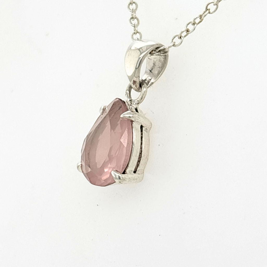 Rose Quartz Crystal Pendant Set in Sterling Silver Jewellery
