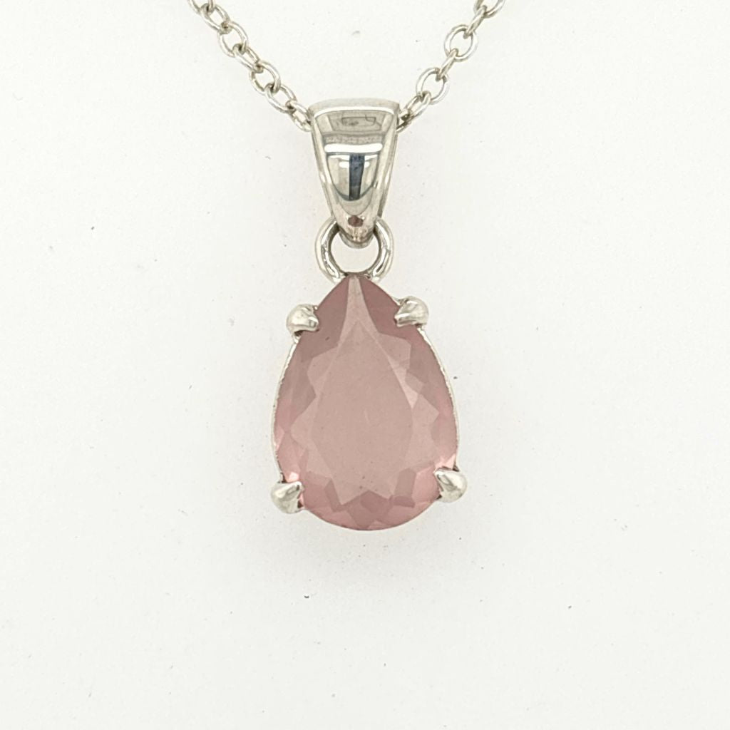 Rose Quartz Crystal Pendant Set in Sterling Silver Jewellery