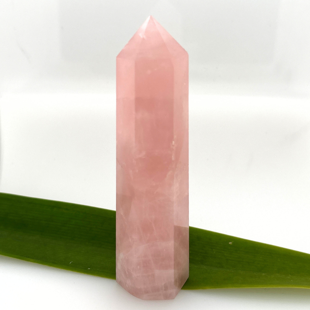 rose quartz crystal point tower