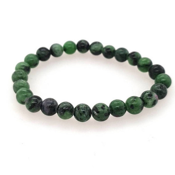 8mm Ruby Zoisite Bead Bracelet - Unisex Stretch Crystal Jewellery