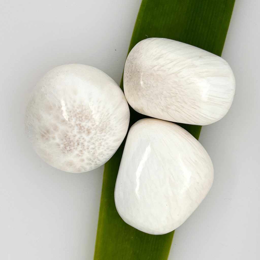 scolecite tumbled stone white crystal