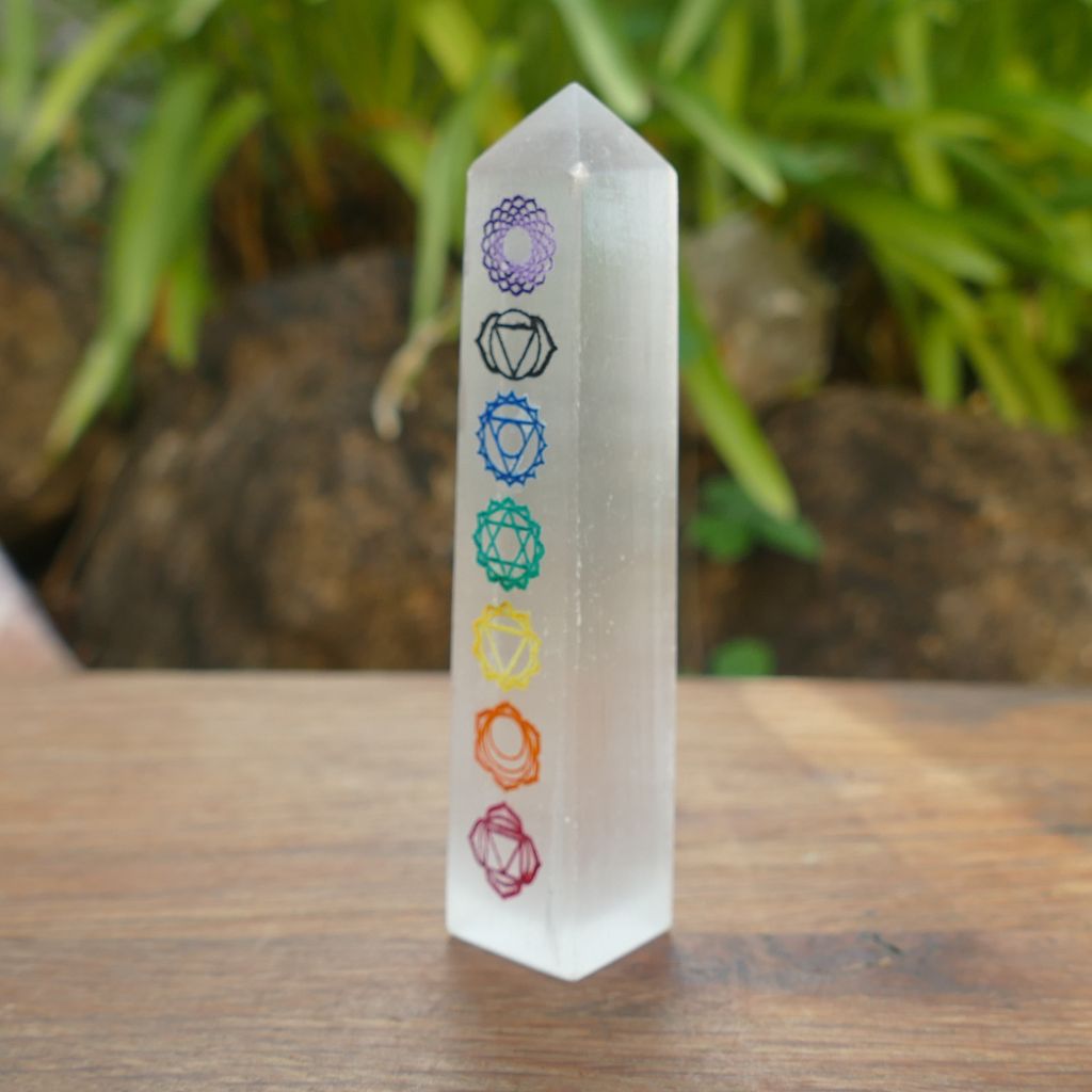 selenite chakra obelisk
