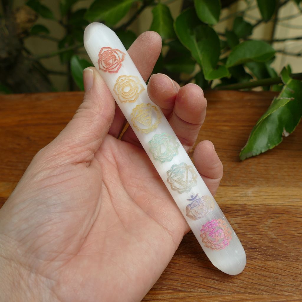 selenite chakra wands