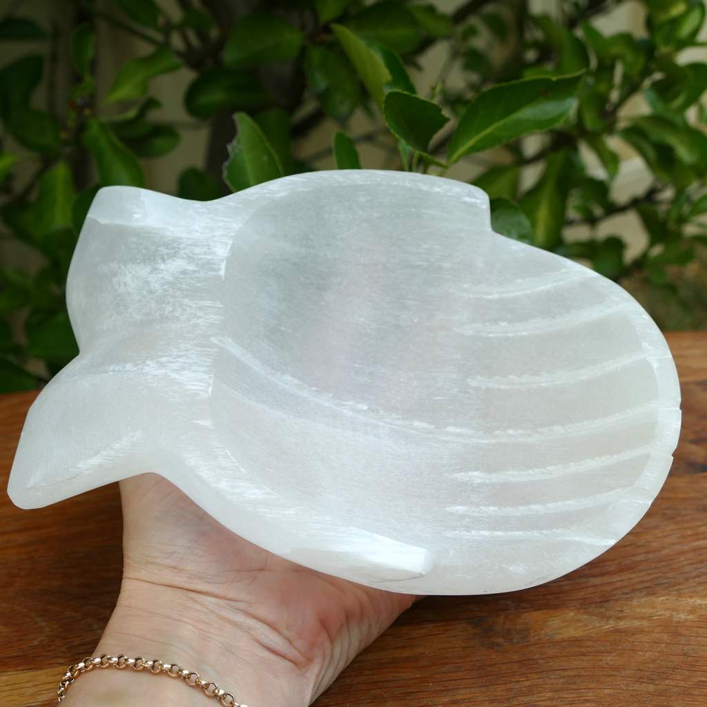 selenite cupped hands bowl
