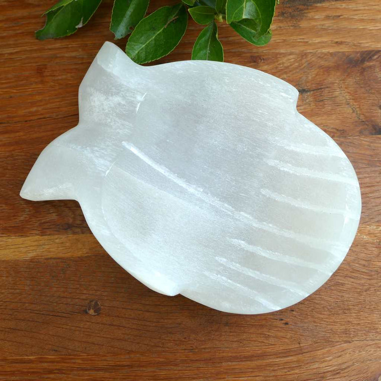 selenite cupped hands bowl