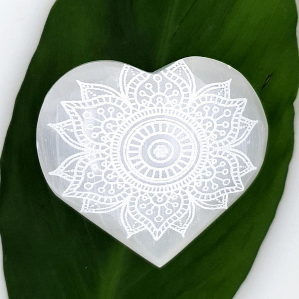 Selenite Hearts Beautifully Engraved for Home - Beautiful Crystal Gift Idea