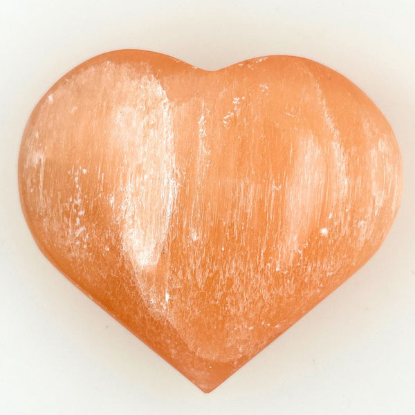 Orange Selenite Hearts - Peach Selenite