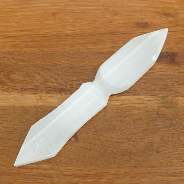 Selenite Knife with Chakra Symbols - 25cm