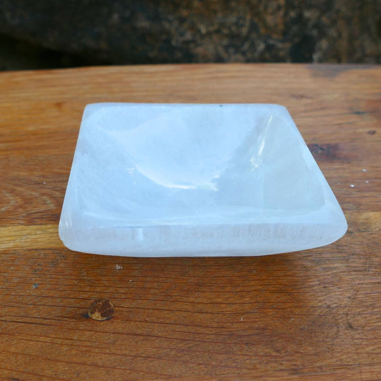 selenite square bowl