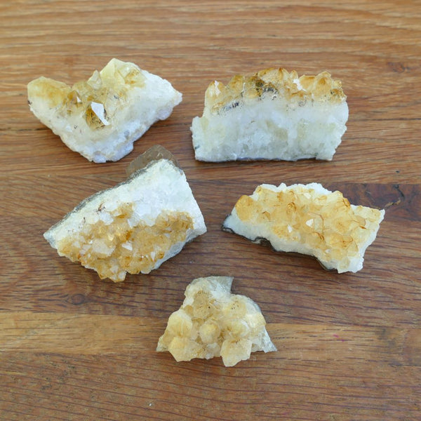 5 x Small Citrine Crystal Clusters - Unpolished Healing Gemstone for Chakra Balance and Spiritual Healing