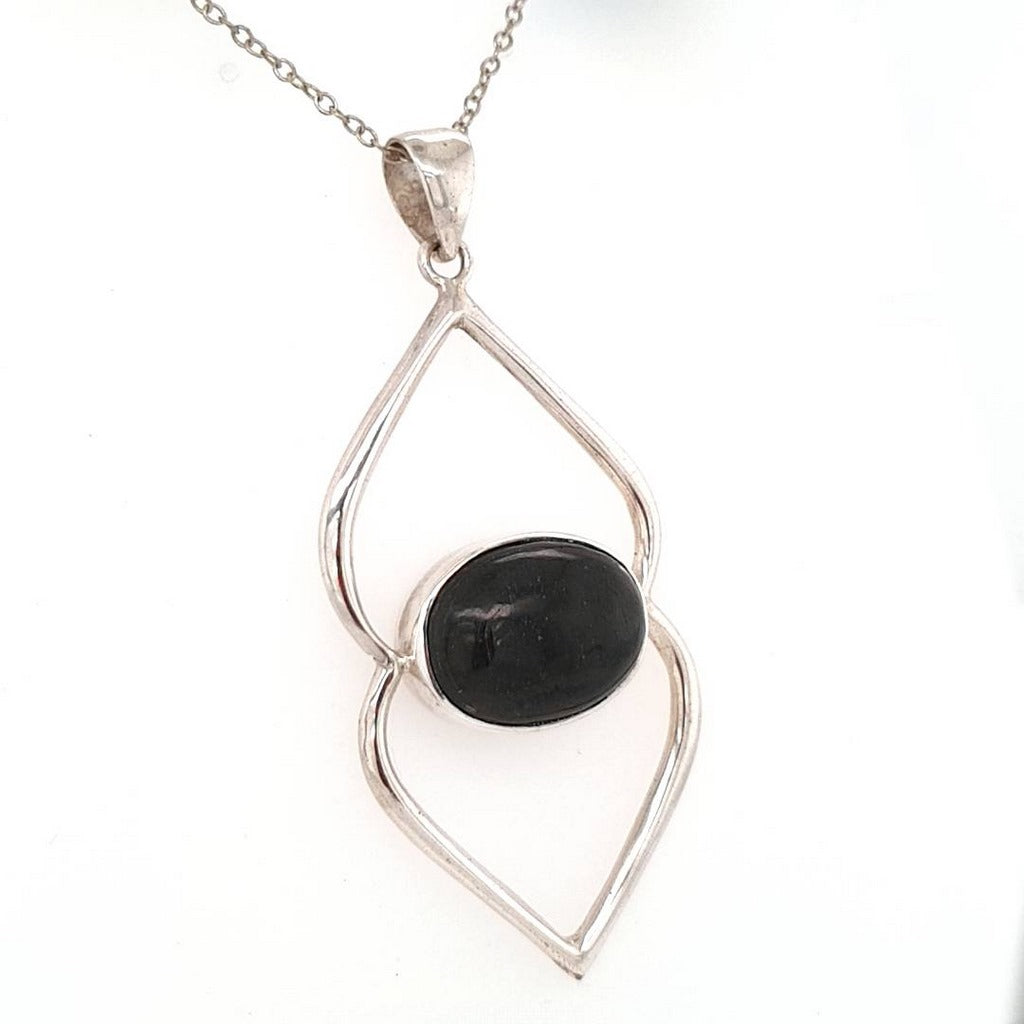 Shungite Pendant Handcrafted by Blue Turtles in Sterling Silver