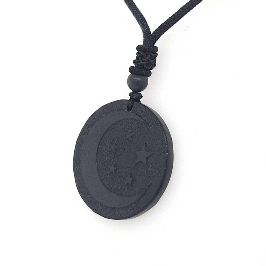 shungite pendant with stars and moon