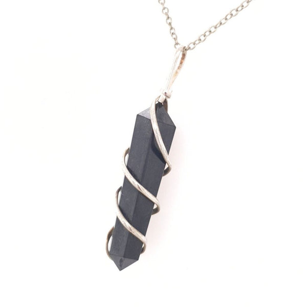 Shungite Pendant Necklace - Wire Wrapped Point Pendant