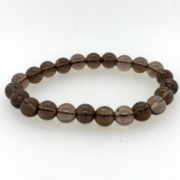 8mm Smoky Quartz Beaded Bracelet - Unisex Stretch Crystal Jewellery for Grounding and Protection