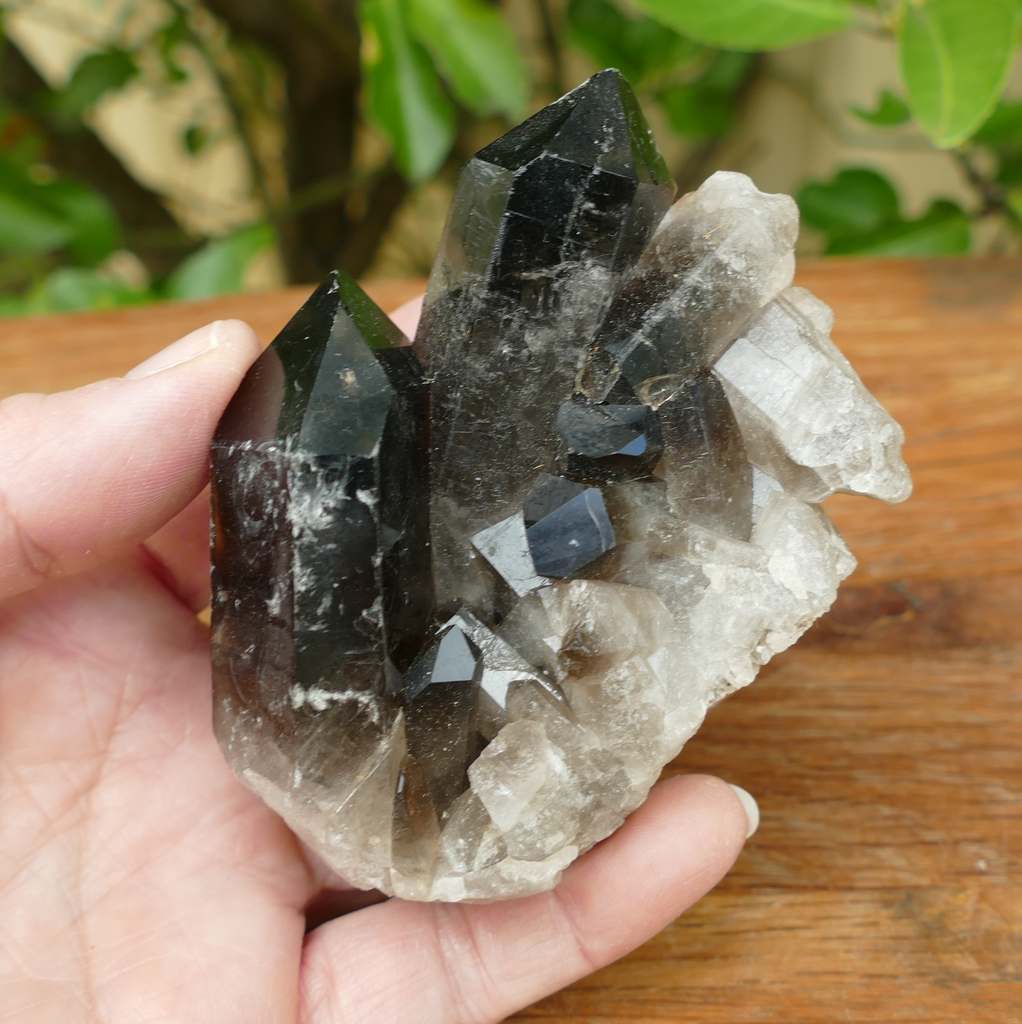 smoky quartz crystal cluster