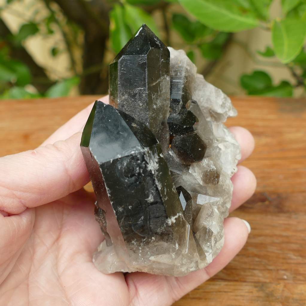 smoky quartz crystal cluster