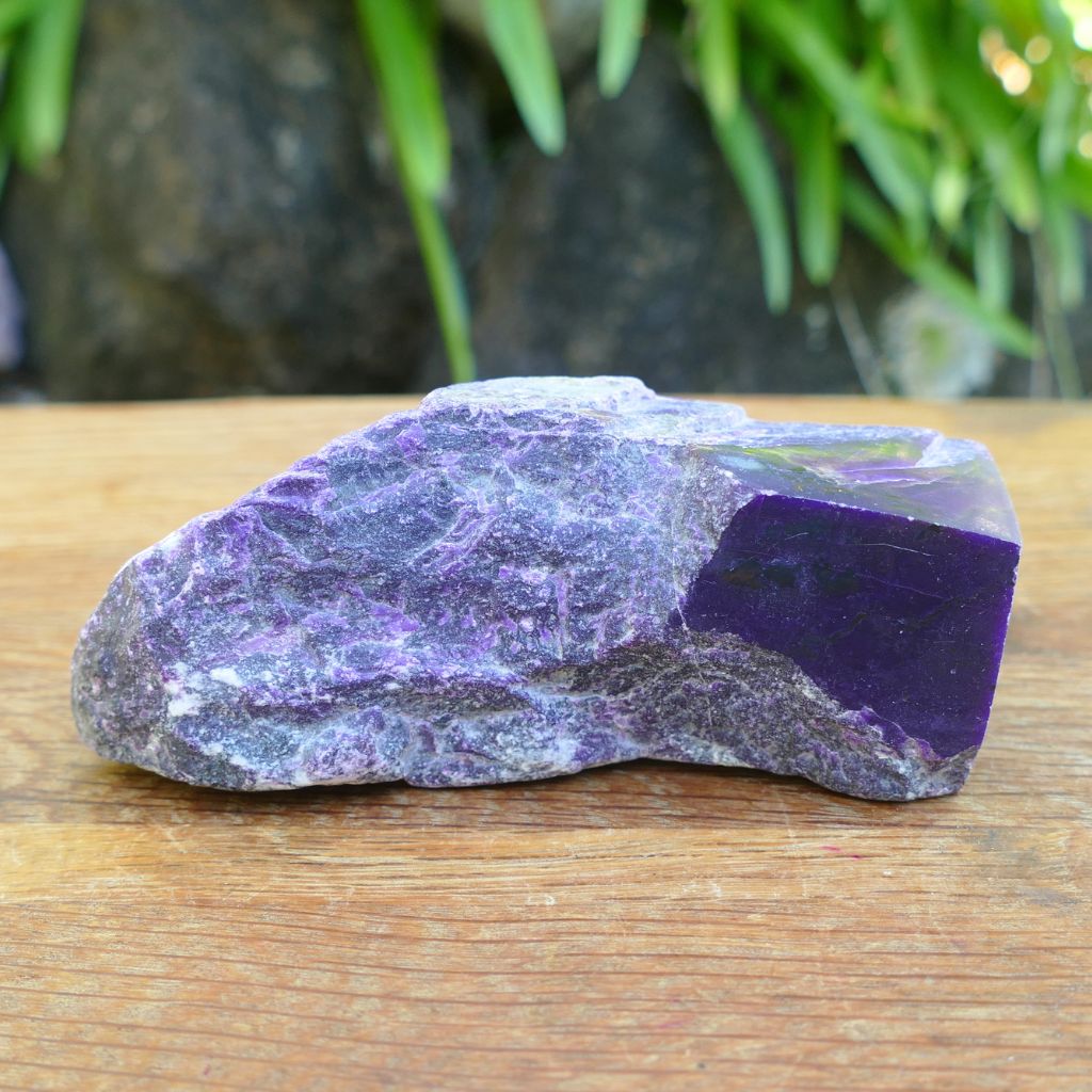 Natural Sugilite rough crystal specimen with purple Sugilite in matrix polished display stone