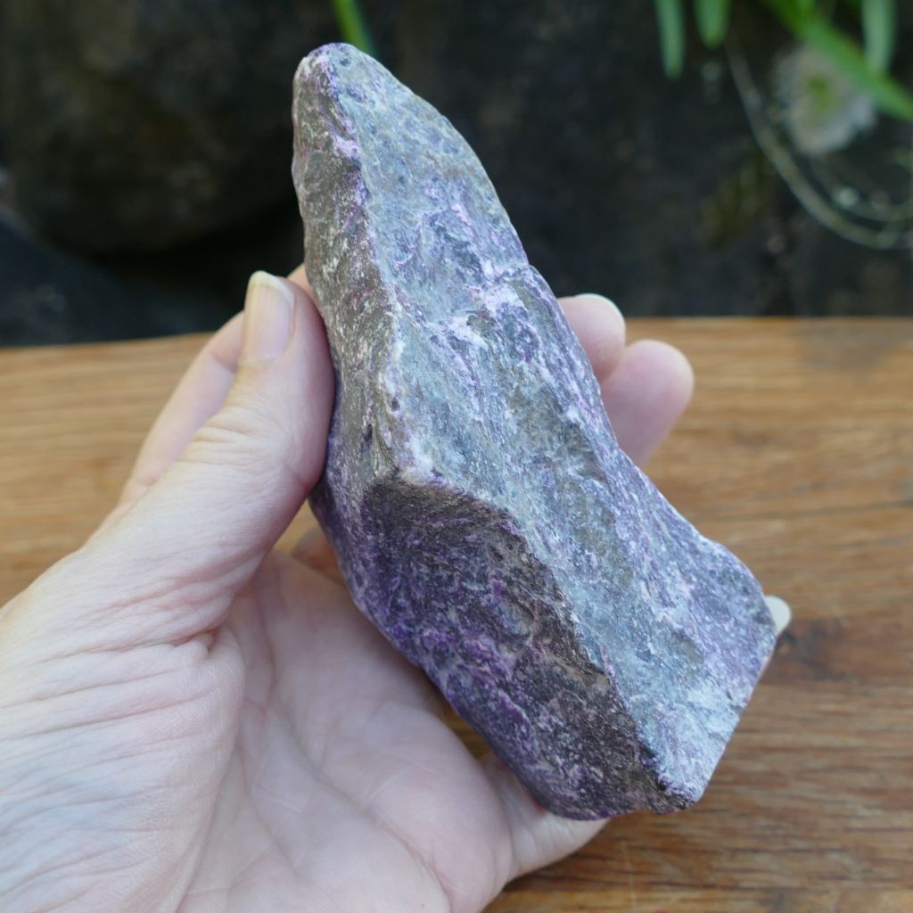 Natural Sugilite rough crystal specimen with purple Sugilite in matrix polished display stone