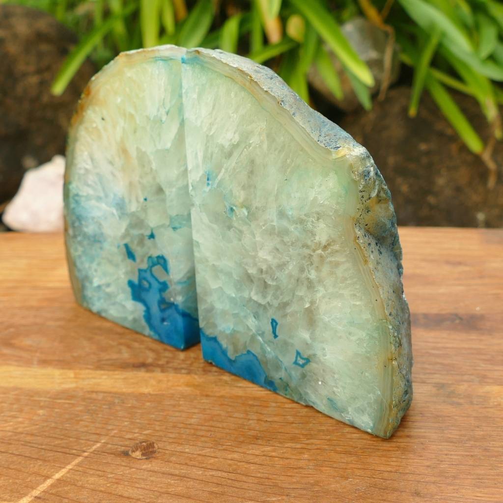 Teal Agate Bookends Australia | Dyed Agate Crystal Bookends 2.48kg